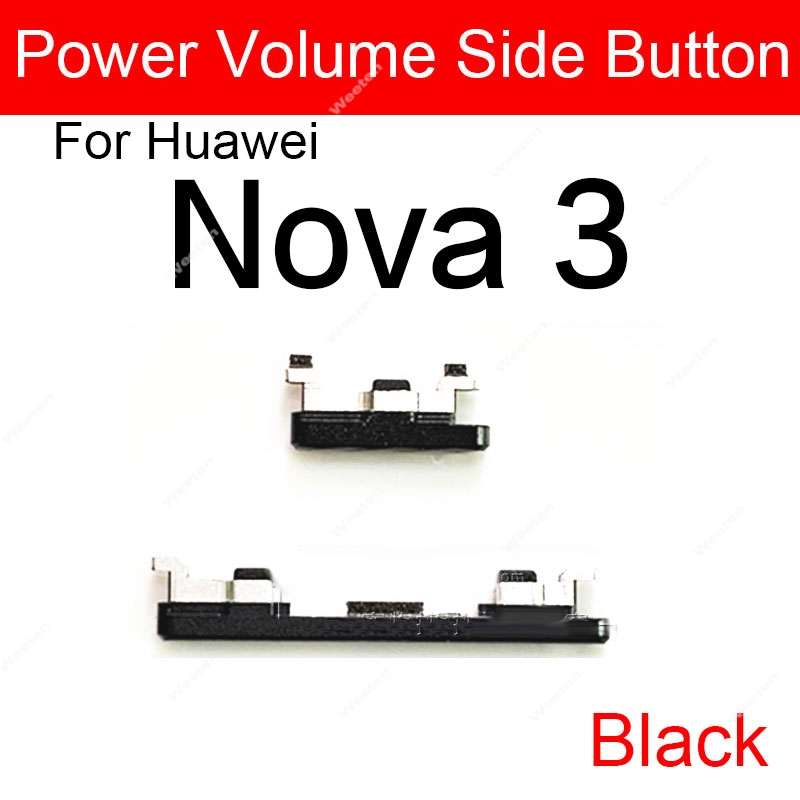 Botones de volumen de encendido y apagado lateral para Huawei Nova 3, 4, 3i, 3e, 4e, subir y bajar volumen, Nova 3, 4, teclas laterales de alimentación, piezas de repuesto: Marrón