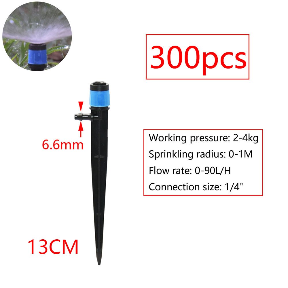 Gotero de riego ajustable de 90/180/360 grados, tierra de inserción, manguera de 4/7mm, riego de jardín, aspersor de vórtice giratorio de 13cm: L