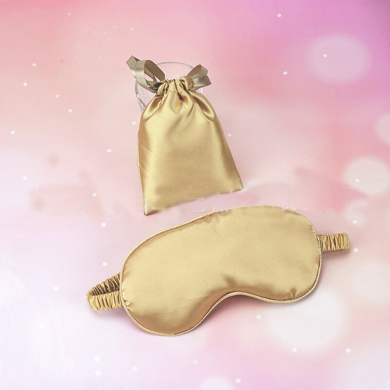 Máscara de ojos 100% seda pura de doble cara antifaz para dormir y vendar los ojos con correa elástica suave sombra de ojos para protección nocturna: Dorado