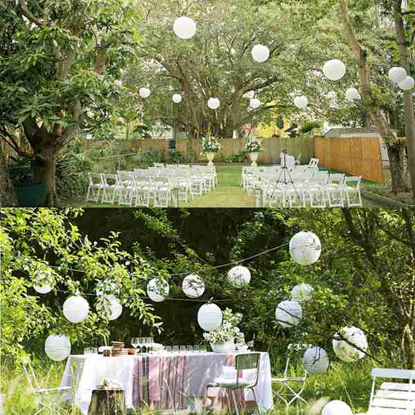 20 Pack Chinese Ronde Witte Papieren Lantaarn, Papier Lantaarns Opknoping Lantaarns Wedding Party Decoraties