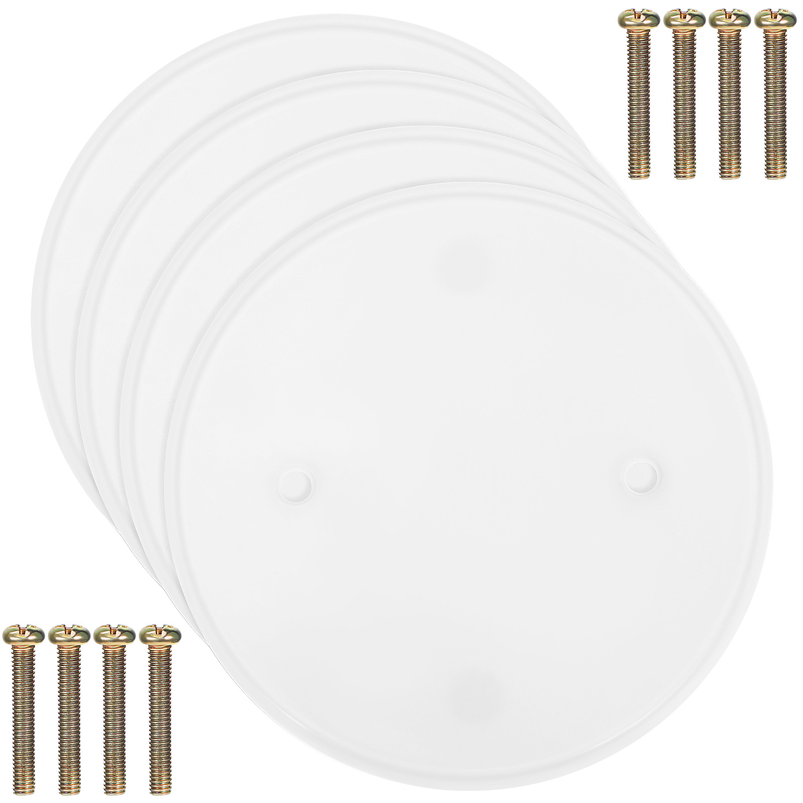 4 Pcs Round Cover Plate Electrical Covers White Ceiling Fixture Blank Holes Wall: Default Title
