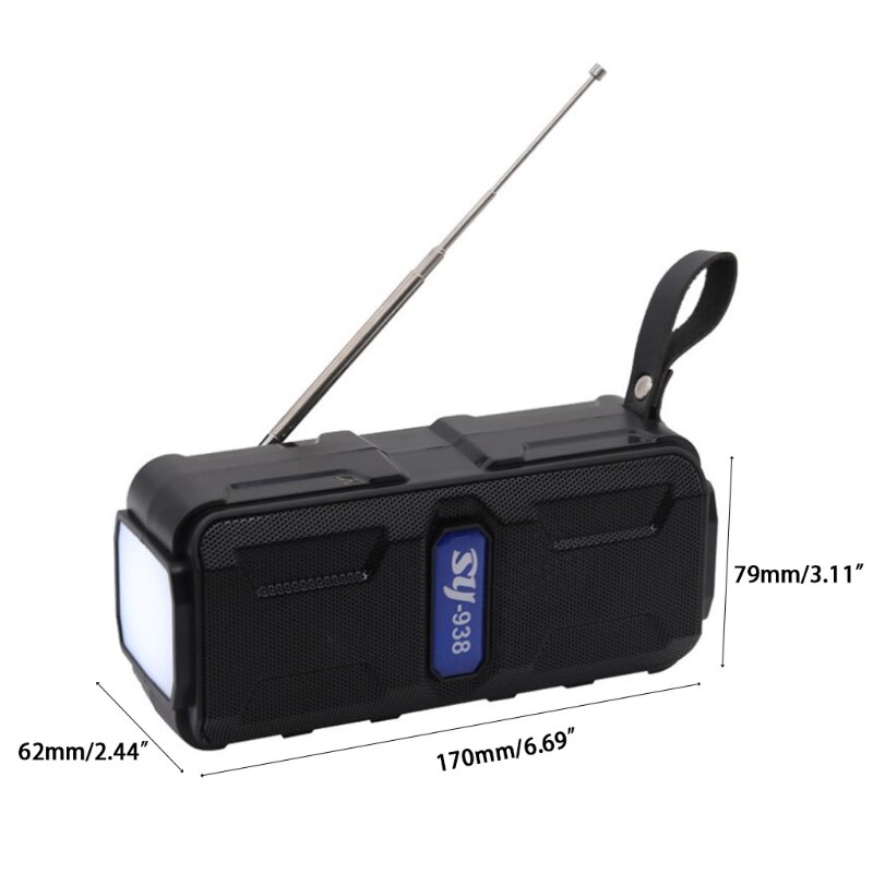 Emergency Solar Radio SOS Power Bank USB Multifunctional Radio Bluetooth 5.1 Portable Outdoor Speaker