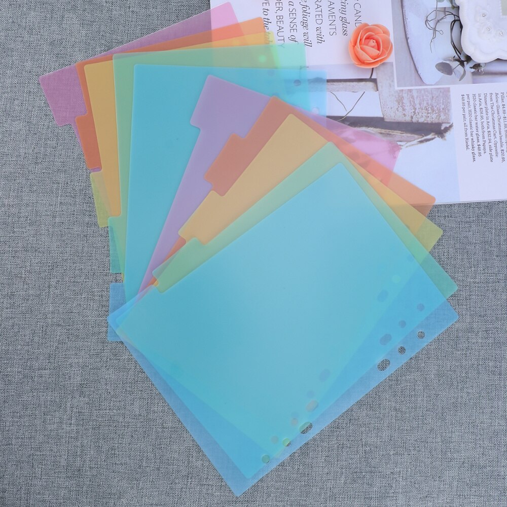 2 Pcs Page Divider Plastic Colorful Classification Page Tab for Notebook Memo (A5)