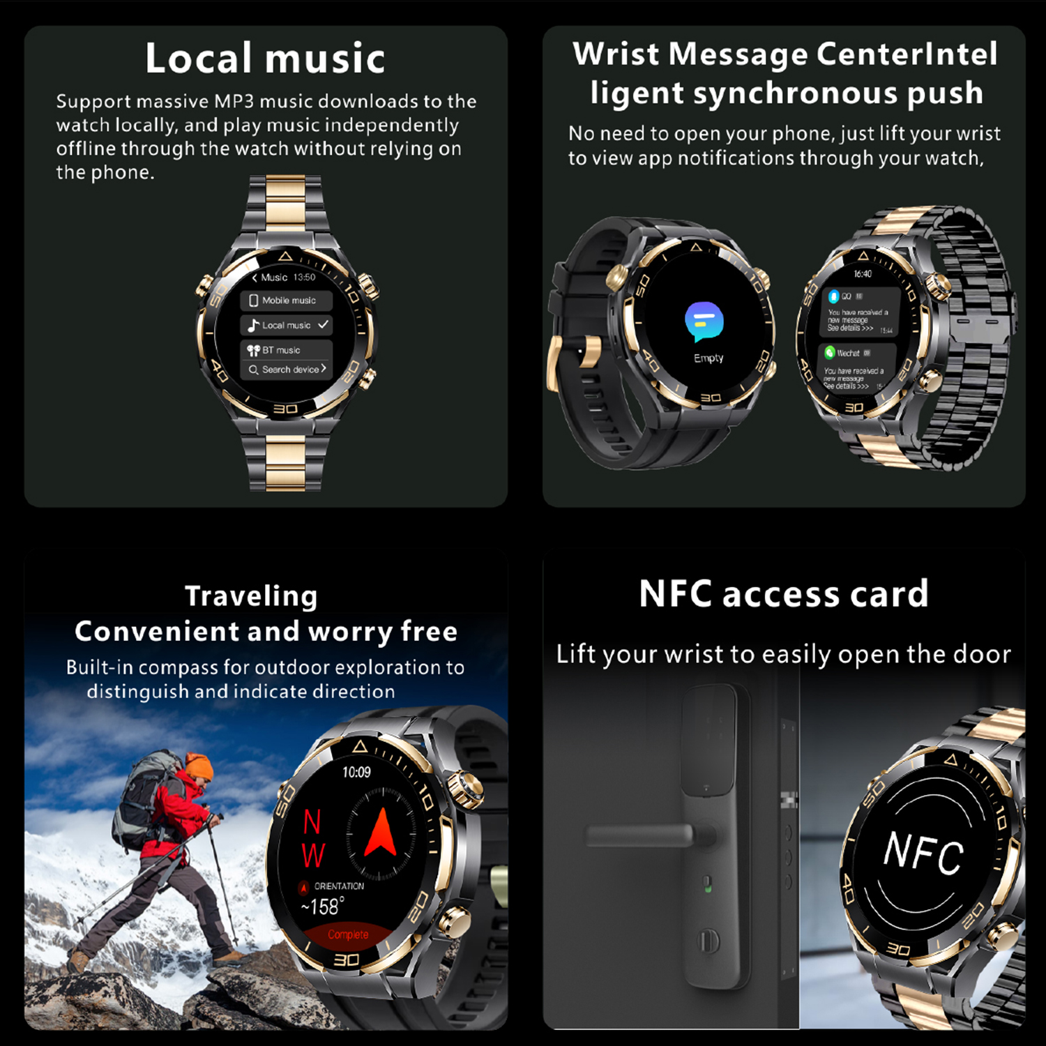 Nowy inteligentny zegarek sportowy dla mężczyzn 420mAh Kompas GPS NFC BT Monitorowanie tętna Smartwatch dla Huawei 2025 sprytny zegarek