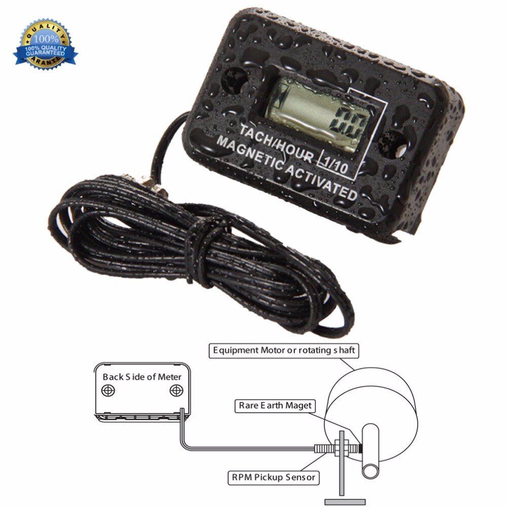 Waterproof Digital Diesel Gas Engine Hour Meter Tachometer for Generator Excavator UTV Tractor Ditch Cleaner Agrosprayer