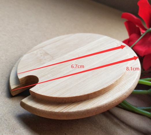 Bamboe Boom Deksel Bamboe Cup Cover Marc Cup Cover Kaarsen Potten Deksels Kaars Maken Diy Thee Bamboe Deksels: 1pcs  81mm