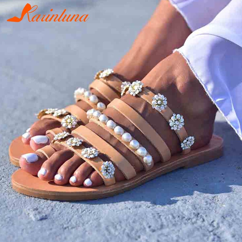 Karinluna , , tamaño grande 43, zapatos de verano con flores dulces, zapatillas para mujer, zapatillas cómodas para mujer, zapatillas para mujer