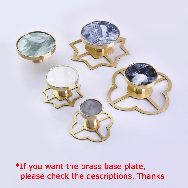 Brass Door Knobs and Handles for Cabinet Shell Resin Furniture Handles Kitchen Cupboard Drawer Pulls Wall Hanging Hooks