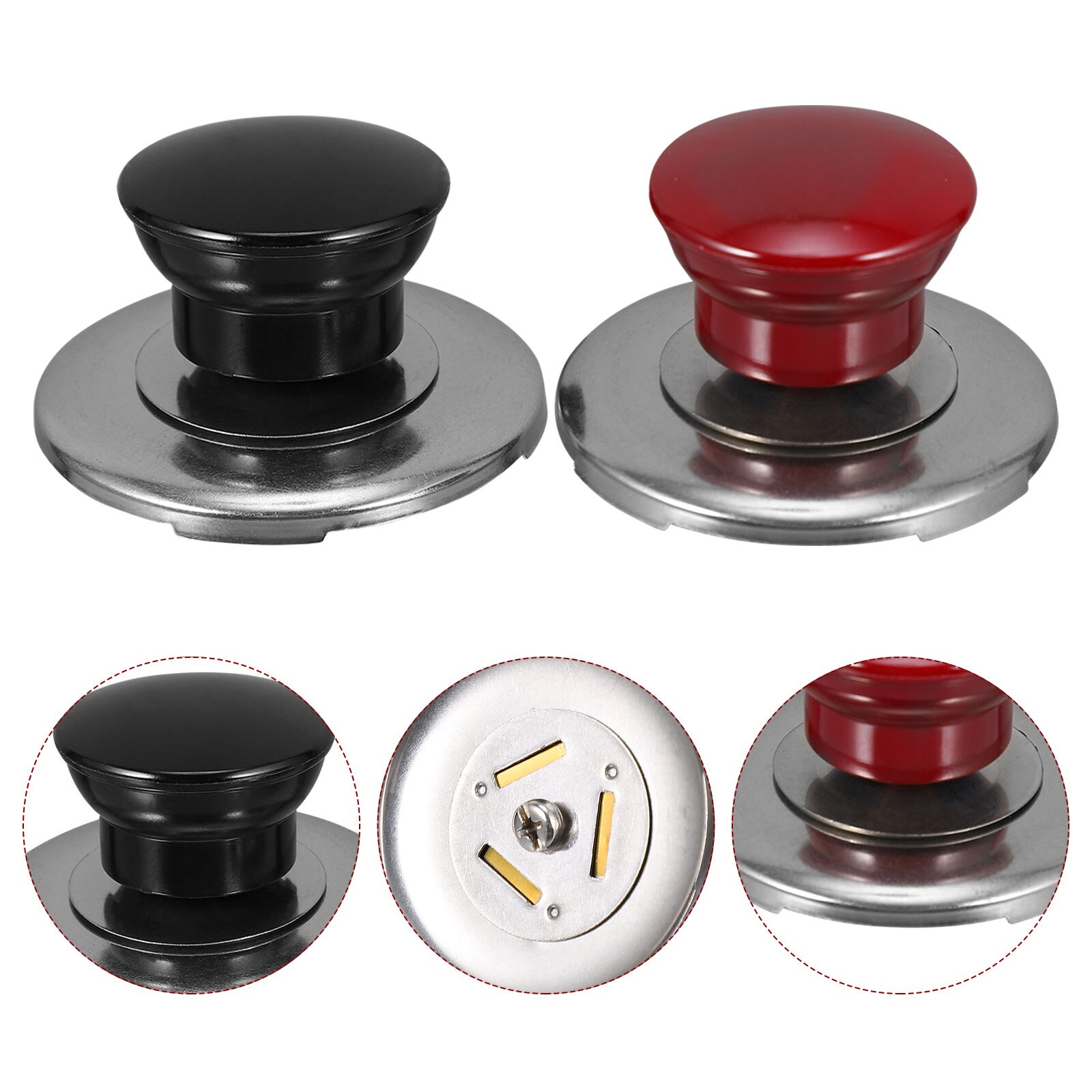 6Pcs Water Ketel Deksel Knoppen Fluitje Ketel Vervanging Cover Knoppen (Zwart, Rood)