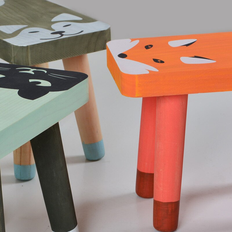 Mini banco de madera de dibujos animados nórdico para niños, pintura para muebles, decoración del hogar, accesorios para sala de estar