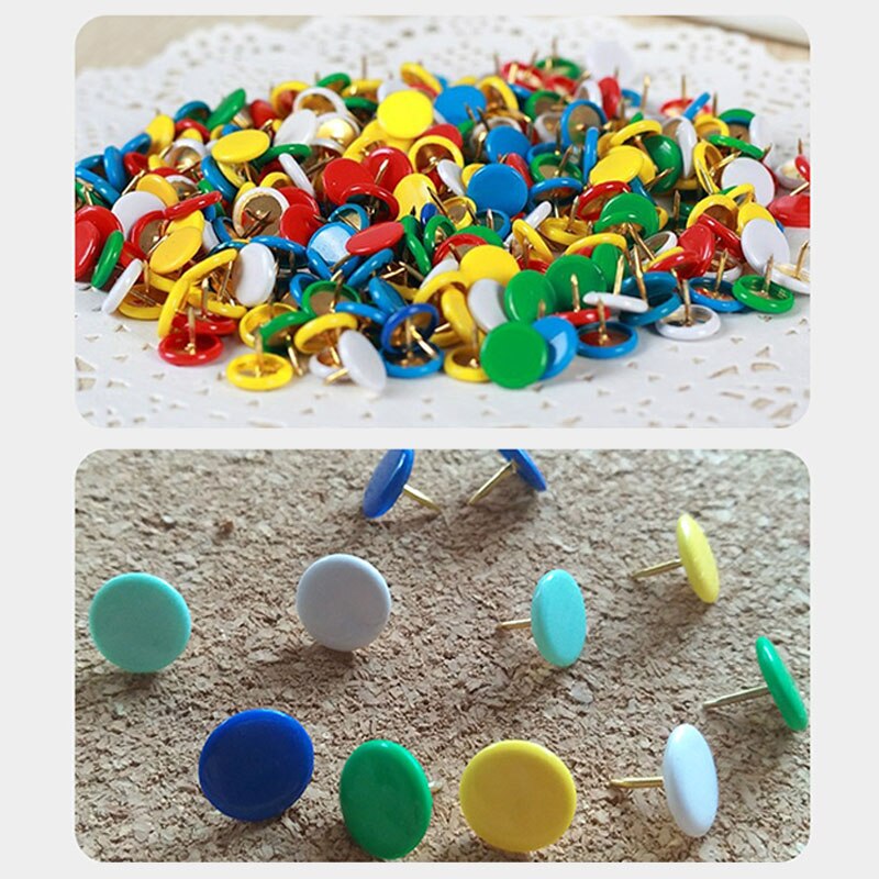 100Pcs Home Office Drawing Pins Pushpin Thumbtack Cork Board Push Pin Photo Wall Map Markers Mixed Color