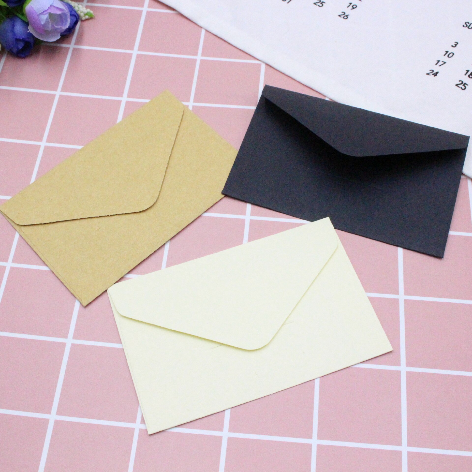 1pc klassieke witte zwarte kraft blanco mini-papieren enveloppen met venster, envelop voor huwelijksuitnodiging