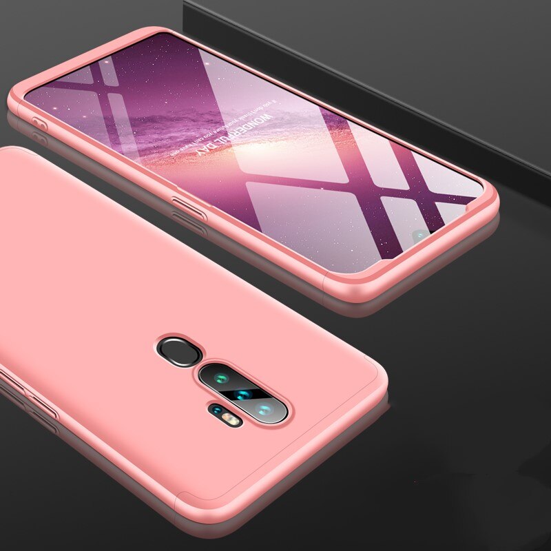 Voor Oppo A9 A5 Case Hard 3 in 1 Armor Matte Hybrid Beschermende Telefoon Cover Voor Oppo A11 a11X 360 Volledige Cover 6.5 inch: Oppo A5 2020 / Roze