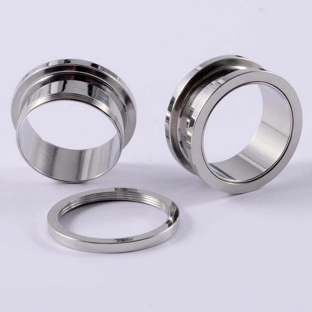 2PC Chirurgisch Staal Oor Tunnels Stekkers Piercing Oor Meters Brancards Expander Body Piercing Sieraden 1.6-22mm: Zilver / Rhodium Plated