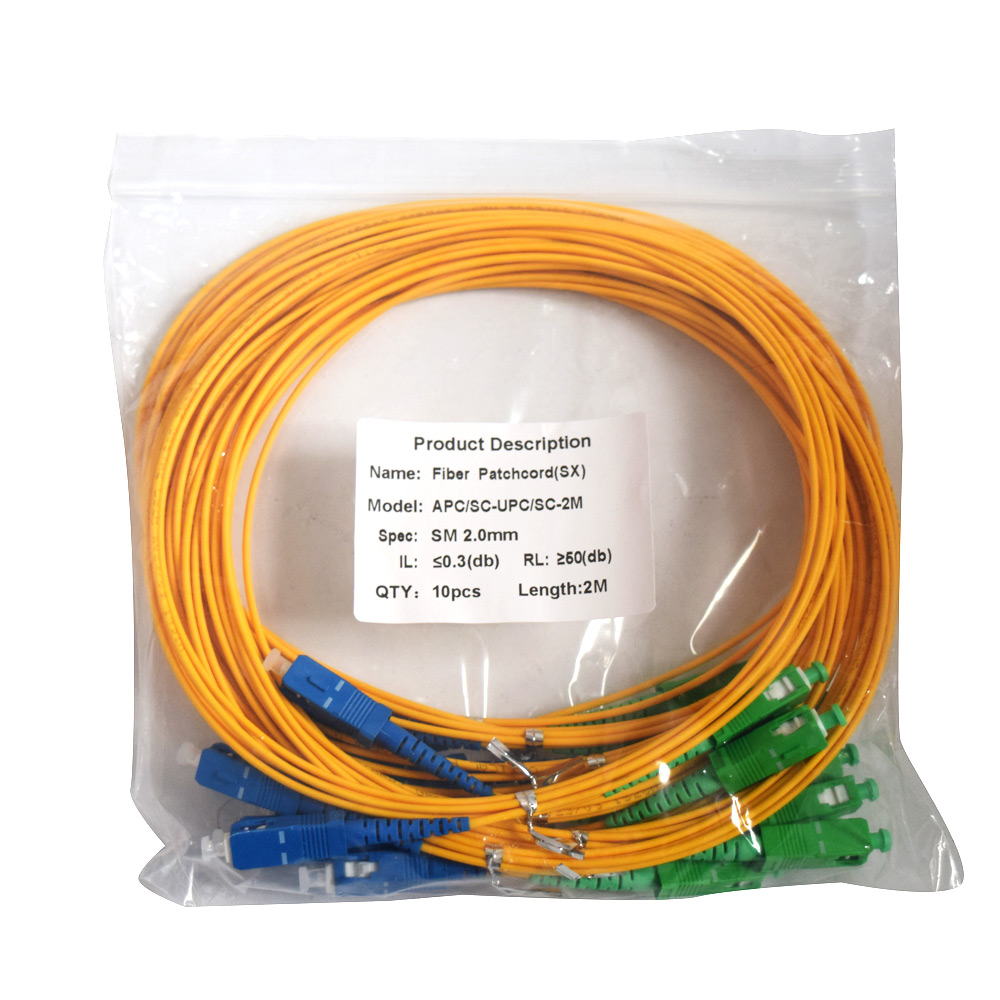 10 Pcs/lot SC APC to SC UPC SC Patch Cord Simplex 2.0mm Single Mode Fiber Patch Cable jumper 1m 2m 3m 5m 10m