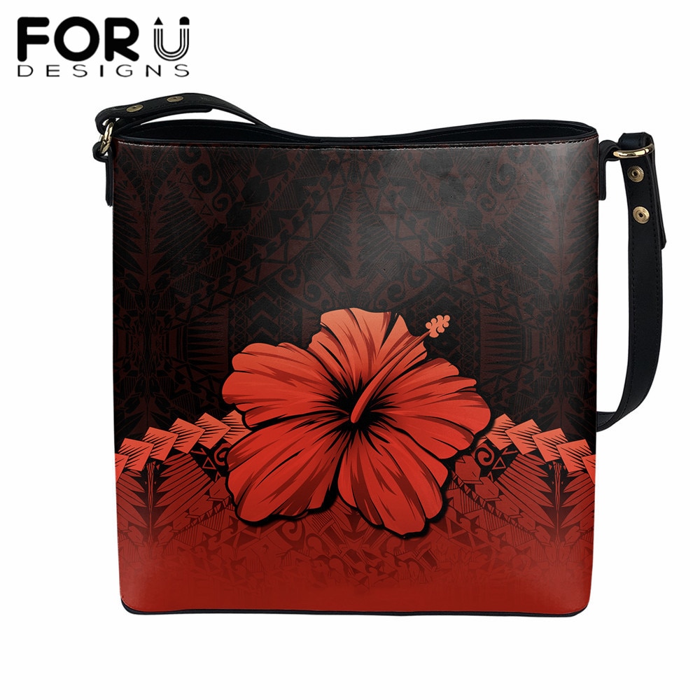 FORUDESIGNS Hawaiian Polynesian Tribal Hibiscus Flower Women's Bag Handbag Casual Tote Shoulder Bags Ethnic Purse