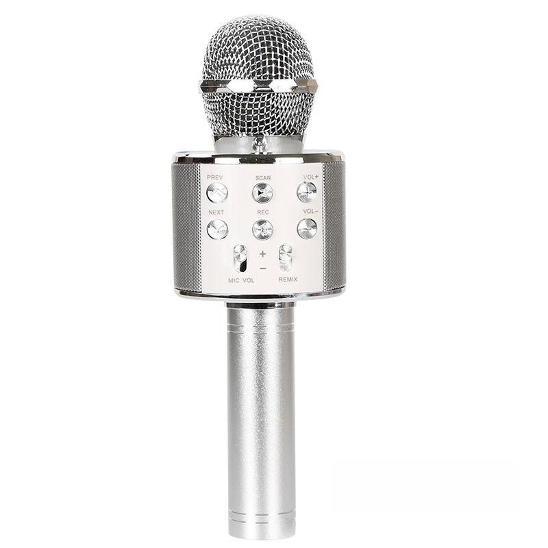 Wireless Bluetooth Karaoke Microphone,3-in-1 Portable Handheld Karaoke Mic Speaker Machine Home Party Birthday: Silver