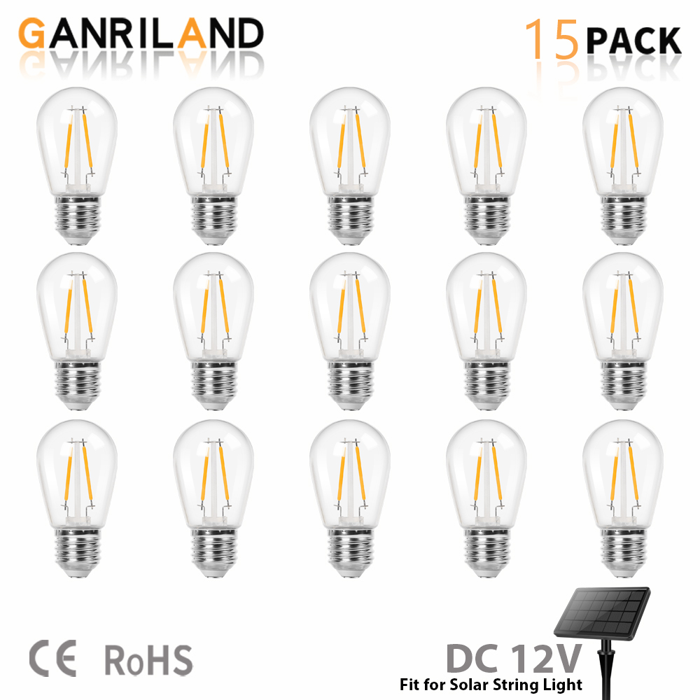 S14 led-lampen als ersatz, 2w niedervolt-lampen ,  e27 bruchsichere kunststoff-außenleuchten, netzunabhängige solarbatteriesysteme 12v wohnmobil-dekoration: Warmweiß