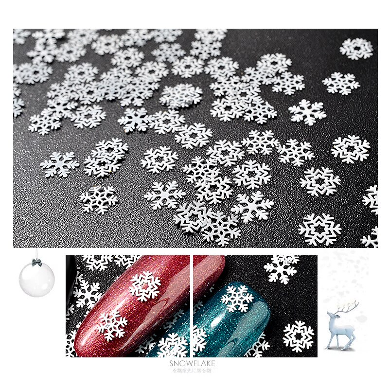 1 doos Kerst 3D Nail Art Decoraties Gemengde Ultra-dunne Sneeuwvlok Pailletten Metal Slice Sticker Festival DIY Accessoires