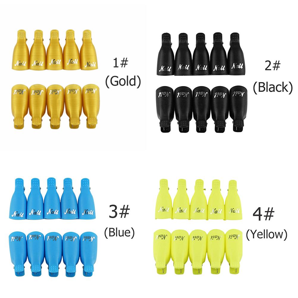 Pinzas para toallitas quitaesmaltes, conjunto de 10 Ud para sujetar almohadillas con líquido para retirar el esmalte en gel semipermanente UV, las pinzas de plástico se colocan en la punta de los dedos