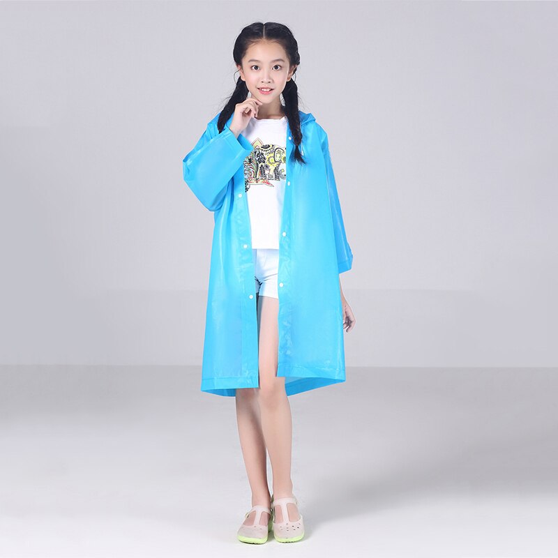 EVA Enfants Imperméable Poncho de Pluie Couverture Filles Garçons Vêtements De Pluie Imperméables À L'eau Manteaux Jetables Transparents Imperméables Enfants Manteau: Bleu