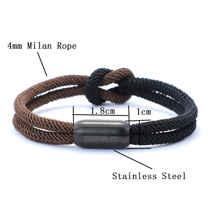 Niet Colorblock Koord Ketting Armband Mannen Roestvrij Staal Magentische Gesp Geel Blauw Braclet Ukraine Symbool Erkek Bileklik