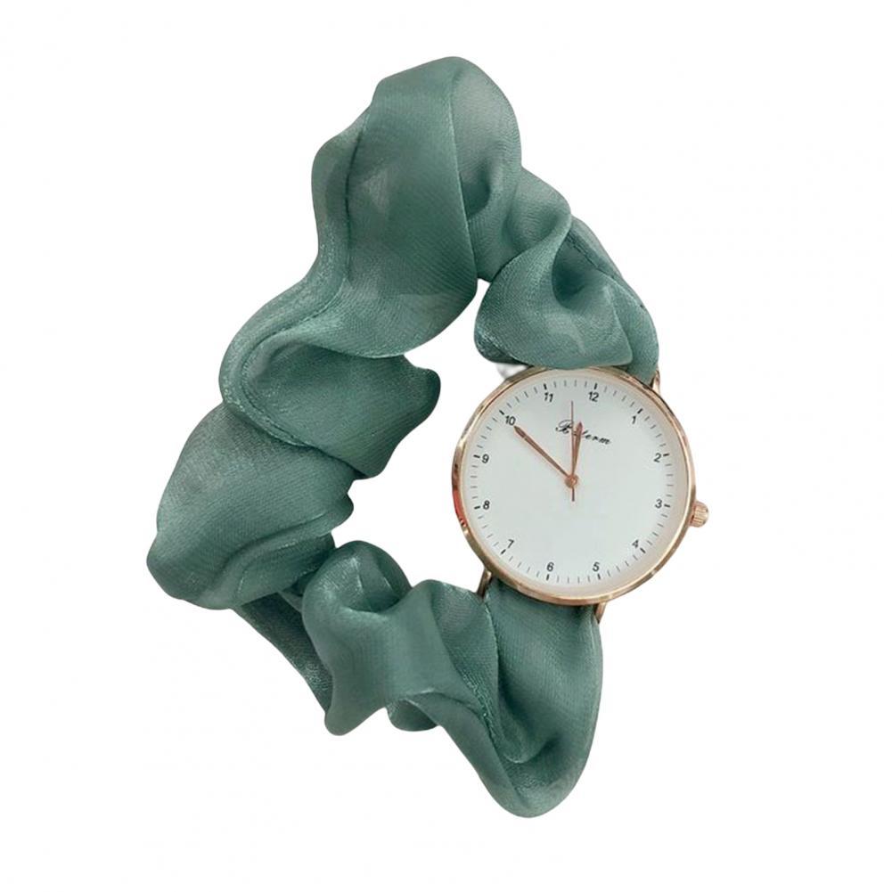 Polshorloge Koreaanse Lint Digitale Horloge Kleine Fee Elegante Persoonlijkheid Student Meisje Quartz Horloge Zonder Sluiting Armband Horloge: Green