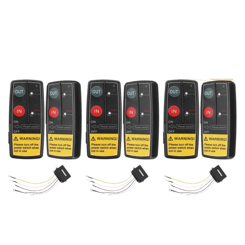 Novel-3 Set 12V Universal Car Digital Wireless Winch Crane Remote Control Controller Recovery Kit W/ Twin Handset Remote Rang