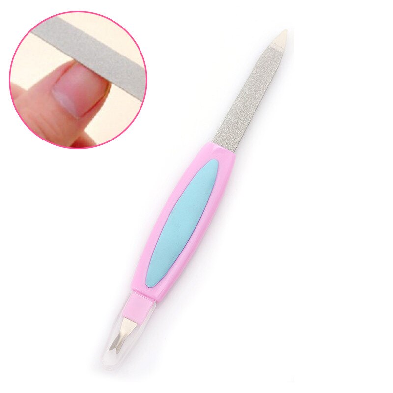 1Pcs Double head Stainless Steel Nail File Buffer Metal Double Side Grinding Rod Manicure Pedicure Scrub Nail Arts