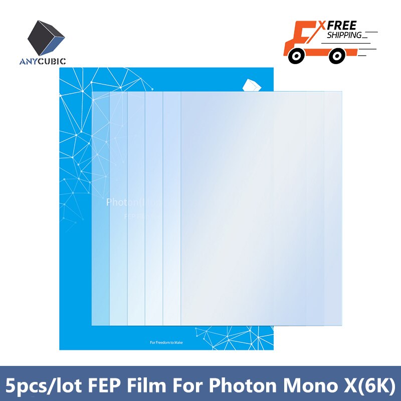ANYCUBIC 3d Printer Parts 2Pcs/lot 5Pcs/lot FEP Film 240*165mm thickness 0.15mm For Photon Mono X (6K): 5pcs
