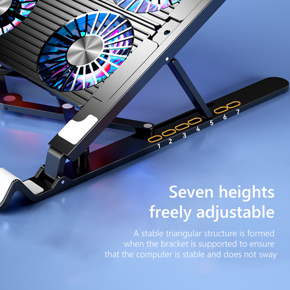 Laptop Cooling Pad with 2/4 Fans Foldable Notebook Stand RGB Silent Gaming Laptop Cooler Fan 7 Height for 11-17.3 Inch Laptops