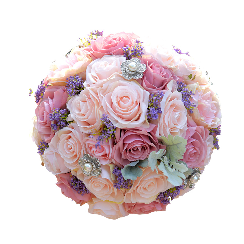 12 Heads Silk Rose Artificial Flowers Bunch in vase Bouquet Wedding