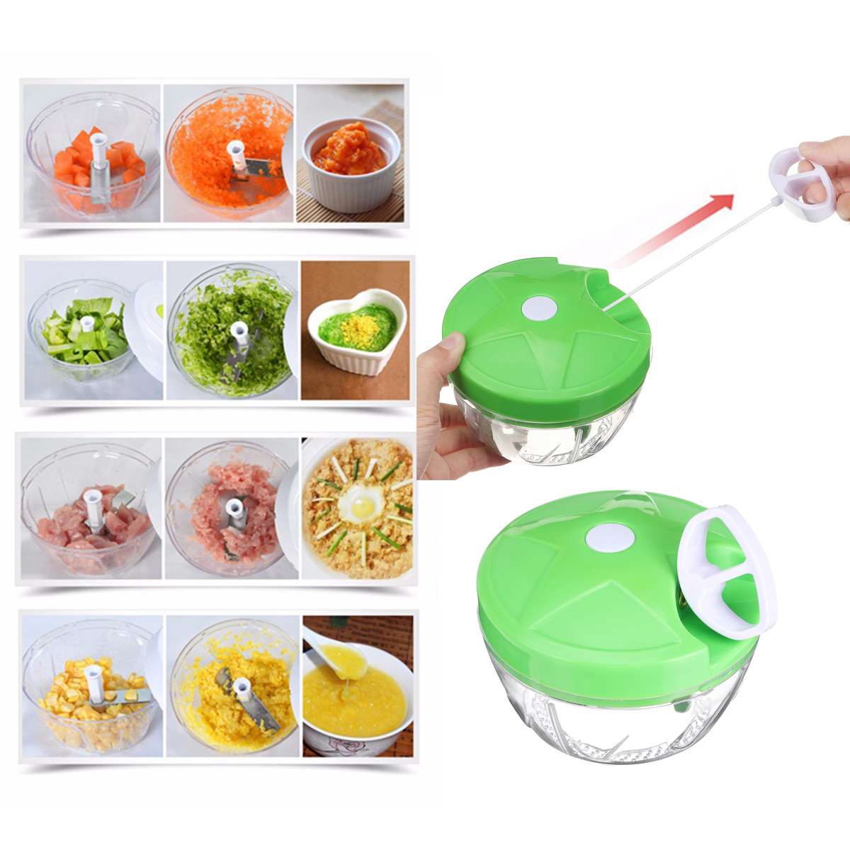 500ML Manual Meat Grinder Powerful Hand-power Food Chopper Mincer Mixer Blender to Chop Meat Fruit Vegetable Nuts Shredders