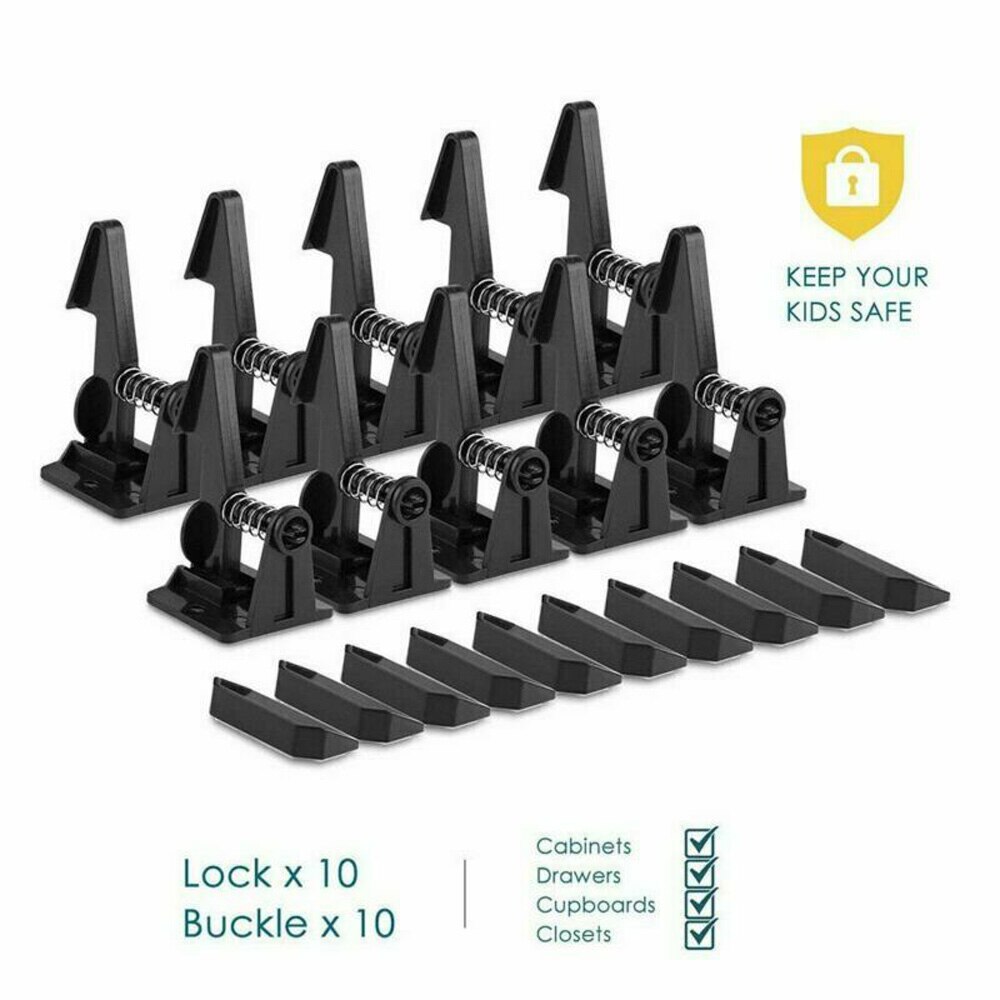 10Pcs Child Safety Cupboard Locks Baby Drawers Cabinet Locks Kitchen Closets: 1