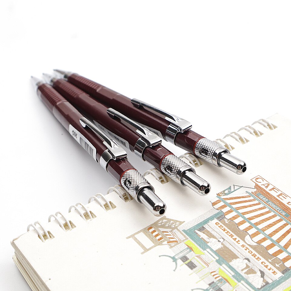 Mechanical Pencils 2.0mm 2B Red Plastic Drafting Automatic Pencil For Kid School Office Stationery Supplies Send 2 pencil lead