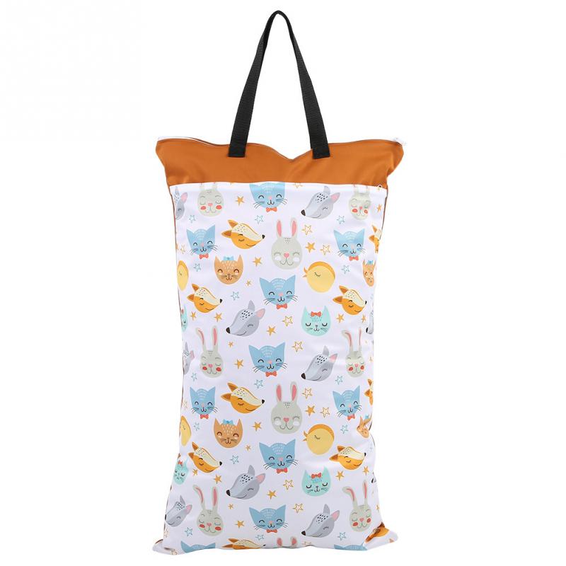 40*70cm Waterproof Wet/Dry Diaper Pail Bag Reusable Doubl Pockets Large Hanging Cloth Diaper Bag Laundry Nappy Wet Bags