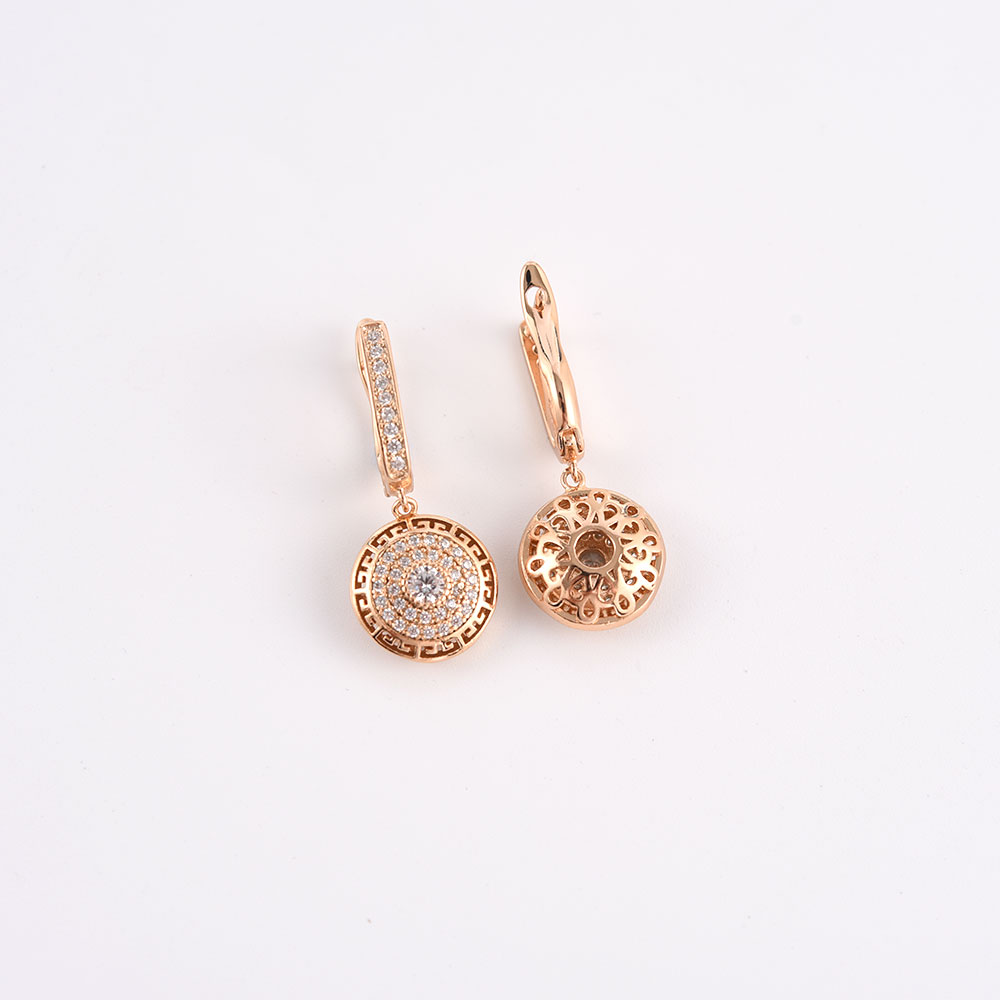 Pendientes colgantes de cristal de circón de para mujer, aretes estéticos de redondos huecos de Color dorado, de joyería
