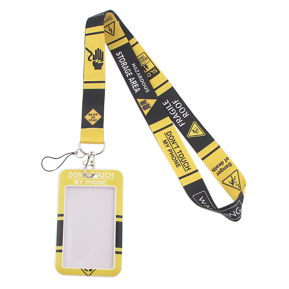 LX535 Danger Warning Signs Phone Straps Lanyards Id Badge Holder For Student Card Cover Business Card With Lanyard Rope: 3