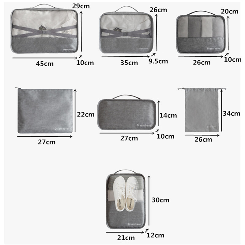 7pcs/set Men Travel Bag Sets Waterproof Packing Cube Portable Clothes Sort Case Women Luggage Organizer Bag Accessories
