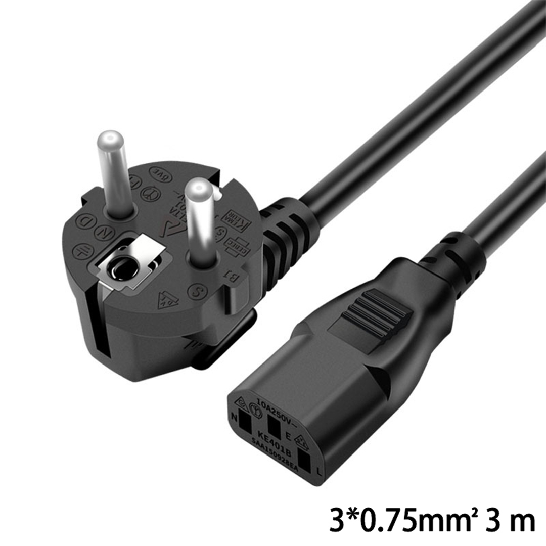 Eu universal three core pure copper power cord DC electrical charging adapter Computer host display cable connector: SKY BLUE