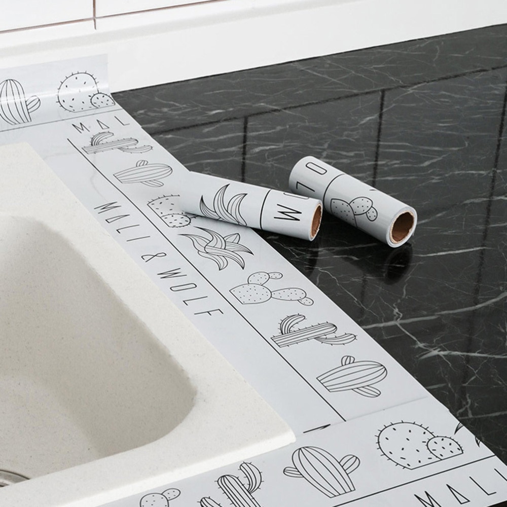 Simple Kitchen Oil Proof Paper Self-adhesive Crack Sticker Waterproof Cooking Bench Paper (White)