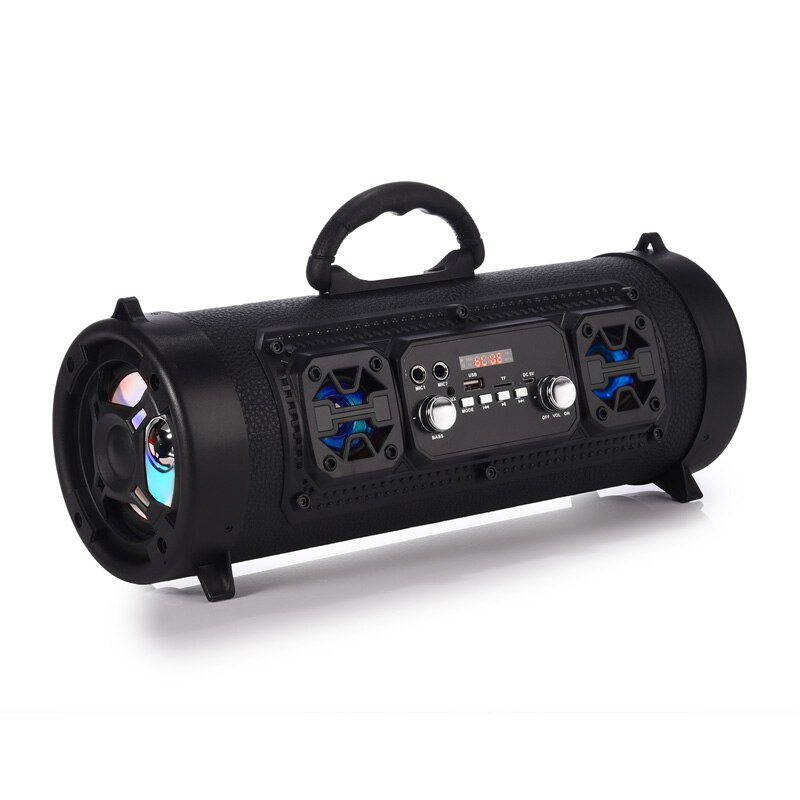 Columna portátil de 16W Altavoz Bluetooth movimiento KTV sistema de sonido 3D altavoz inalámbrico barra de sonido Subwoofer música FM Radio USB: Black