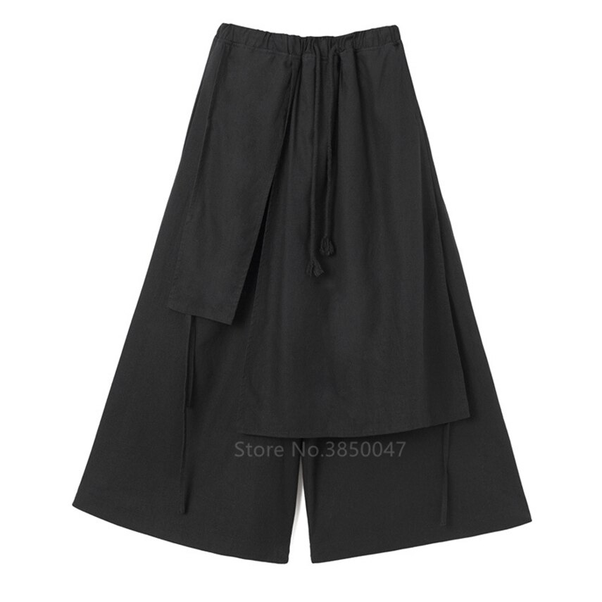 Pantalones bombachos japoneses para hombre, pantalón Vintage holgado para correr, pantalones cruzados Haori, pantalones de entrepierna, pantalones de camal ancho, disfraz de Samurai de talla grande