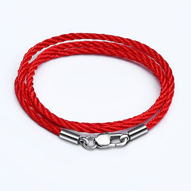 Cordón rojo y negro hecho a mano de algodón, cadena de cierre de langosta de acero inoxidable 316L, colgante DIY, collar, dijes para encontrar joyas, 2mm, 3mm