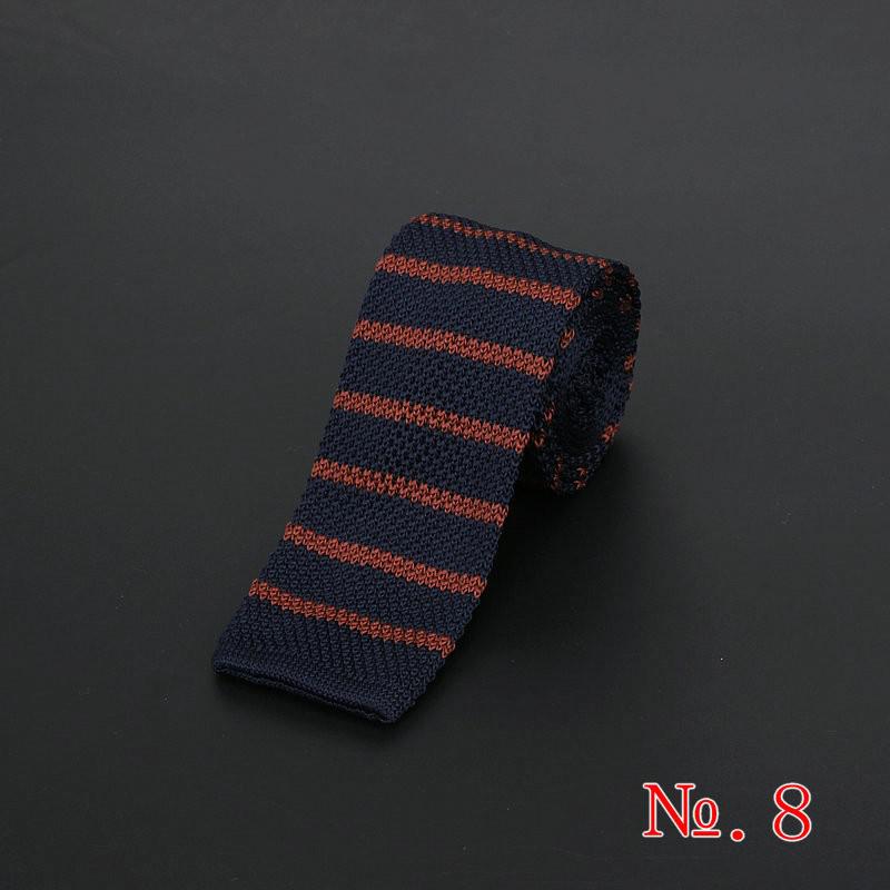 Brand New męska w stylu Vintage, w paski dzianiny krawaty dla człowieka Party moda kolorowe Knitting Tie granatowy czerwony ślub cienki krawat Cravata: 8