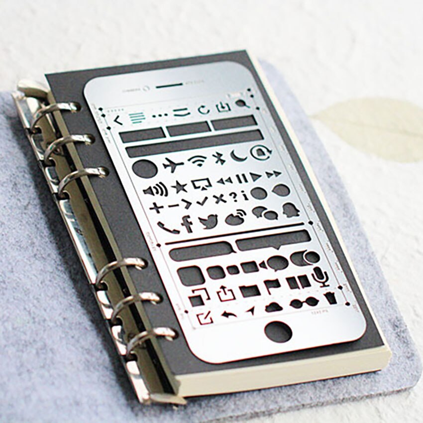 Multifunctional Stainless Steel Ruler DIY Geometric Drawing Template Rulers Multi-pattern Heart Star Hollow Ruler Diary Tools