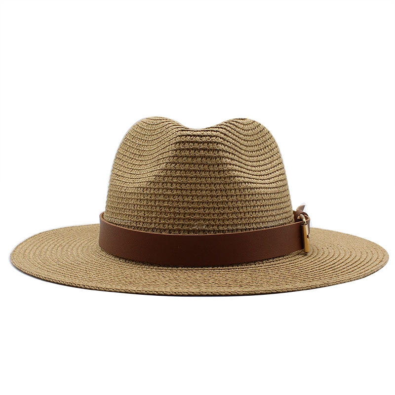 Bred skygge sommer fedora jazz kasket halm panama hatte til mænd halm sol hatte kvinder strand kasketter par solskærm hatte chapeu