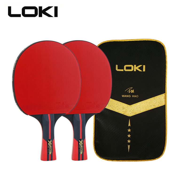 Loki 2 pces x3 conjunto de raquete de tênis de mesa lâmina carbonizada com espinhas em borracha leve treinamento ping pong paddle bat com saco