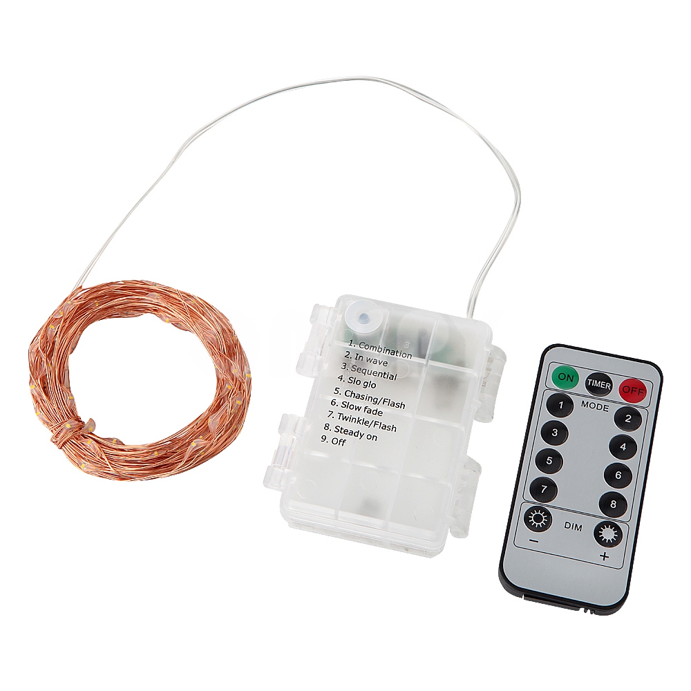 10m 100 LED Waterproof Copper String Light 3AA Battery Operated 8 Modes Fairy Lights with Remote controller for Christmas Tree
