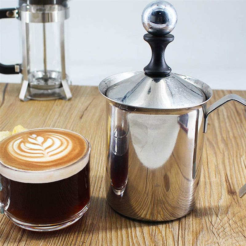 500ML Stainless Steel Milk Frother Manual Double Milk Frother Coffee Milk Frother